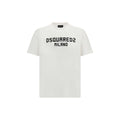 T-shirt en coton blanc de Dsquared², style décontracté avec logo discret, porté par un mannequin.