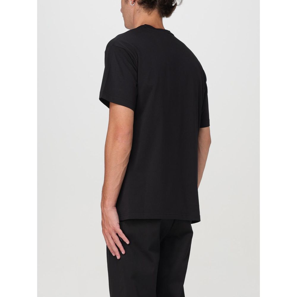 T-shirt noir en coton de la marque Versace Jeans, coupe classique avec logo visible sur le devant.