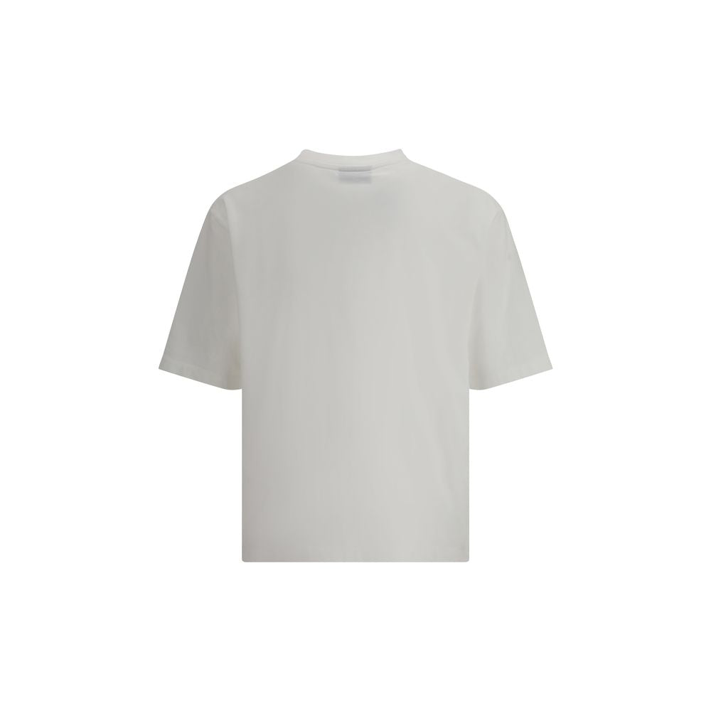 T-shirt blanc en coton de la marque Dsquared², coupe classique, porté sur un mannequin.