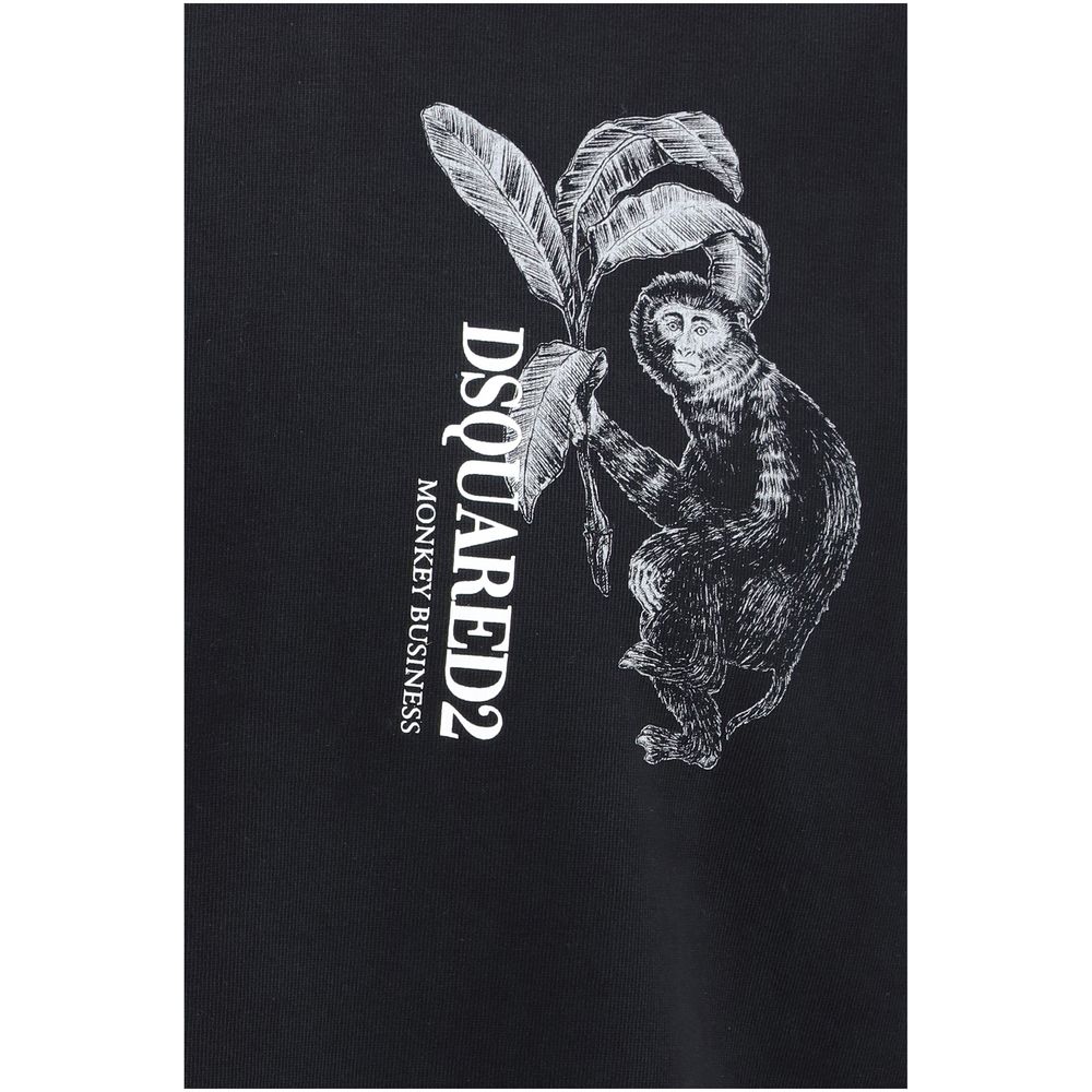 T-shirt en coton noir dsquared², coupe classique avec logo discret, porté sur un mannequin.