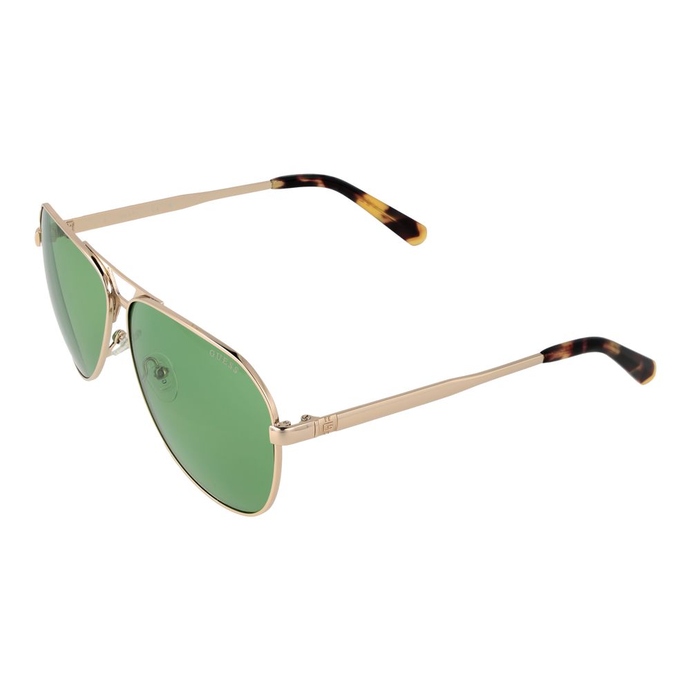 Lunettes de soleil en métal doré Guess, style moderne avec monture fine et verres teintés, pour un look élégant et tendance.