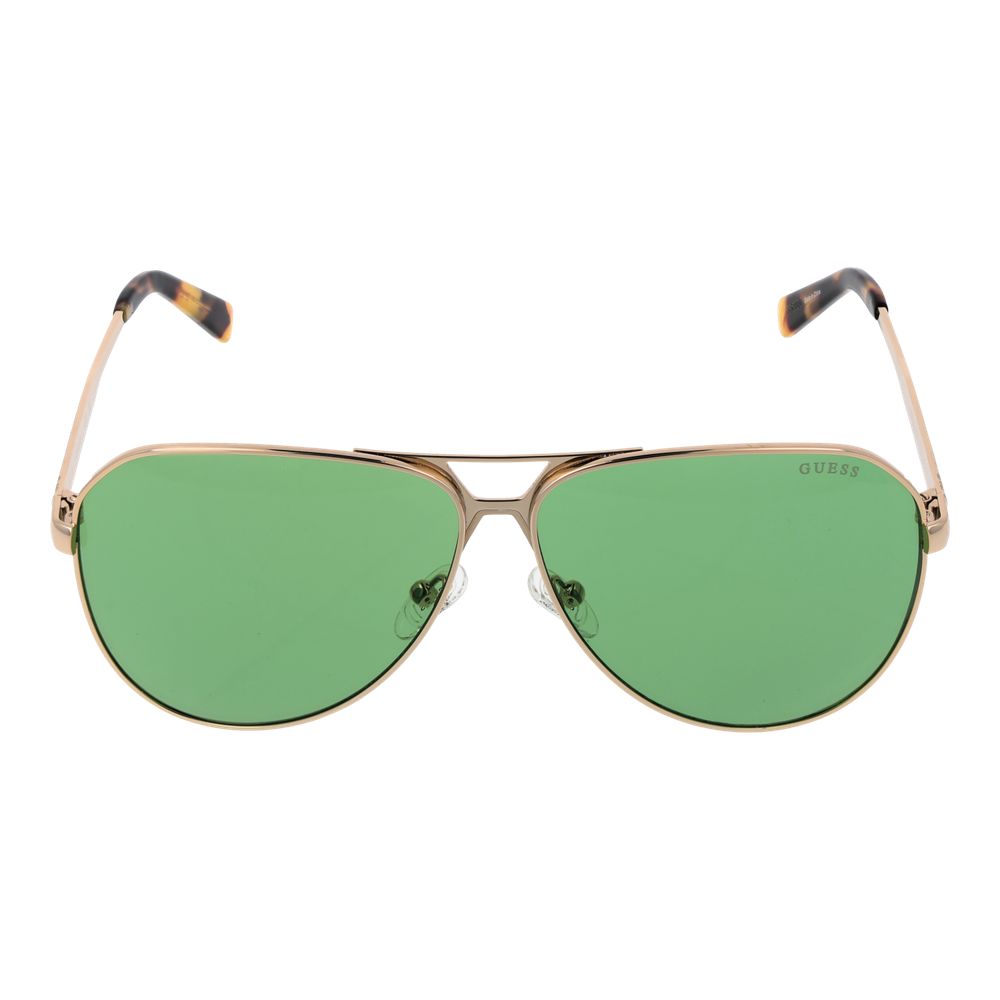 Lunettes de soleil en métal doré Guess, style élégant avec monture fine et verres foncés pour un look sophistiqué.
