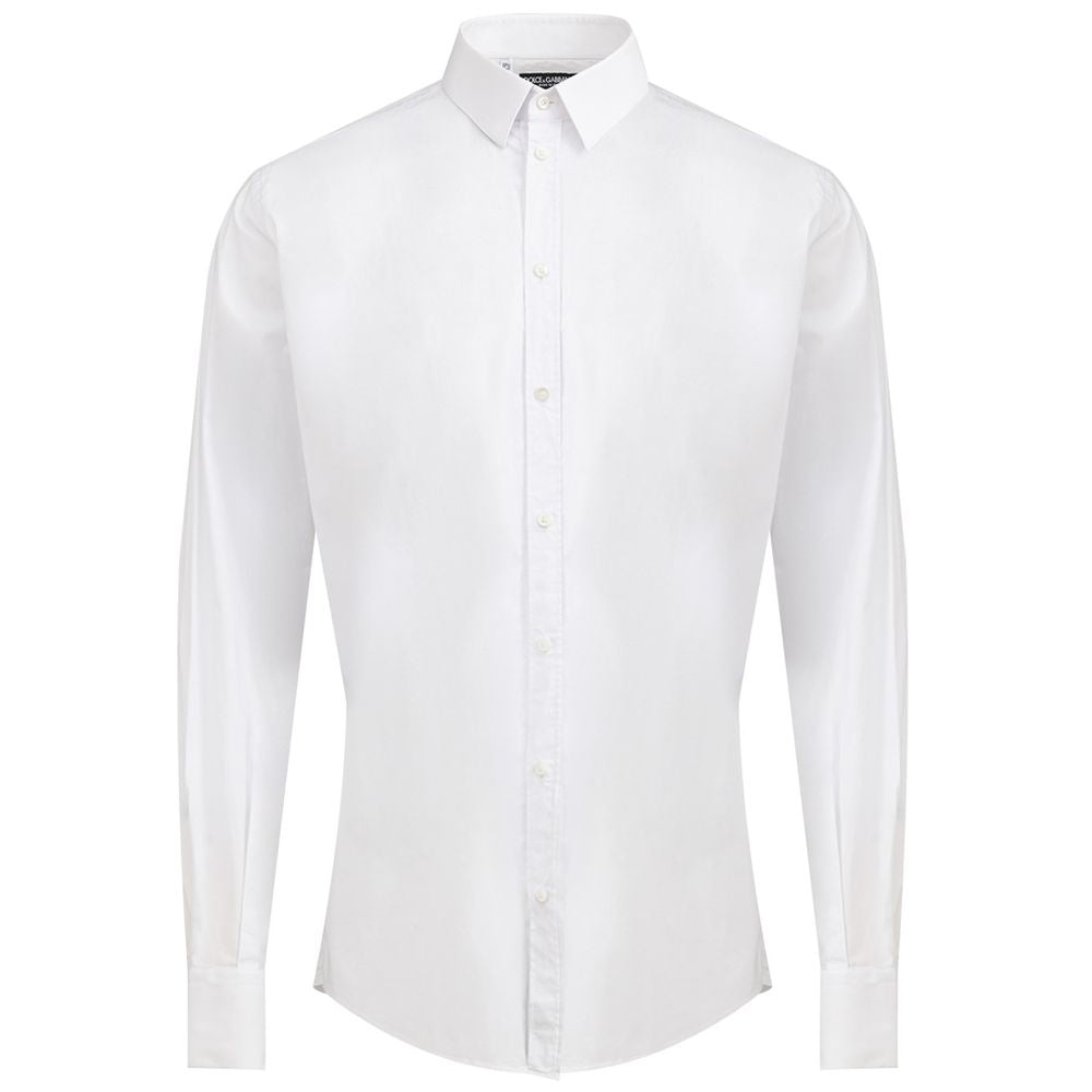 Chemise blanche en coton de Dolce & Gabbana, élégante et classique, avec col et poignets visibles.