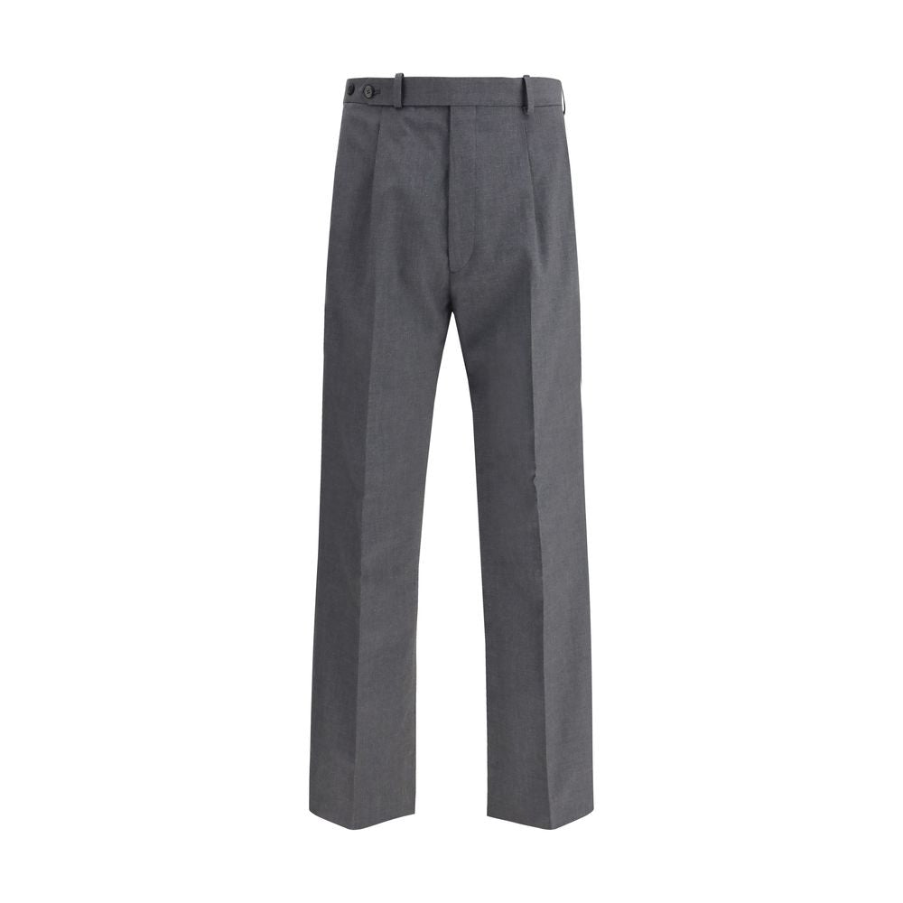 Pantalon gris en laine Prada Oves Aries pour homme, coupe classique et finition élégante.