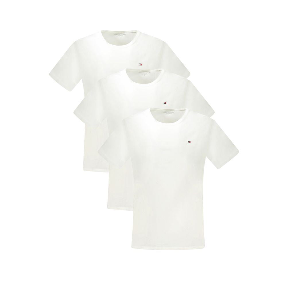 T-shirt homme Tommy Hilfiger en coton blanc, coupe classique, logo Tommy Hilfiger sur la poitrine, vue de face.