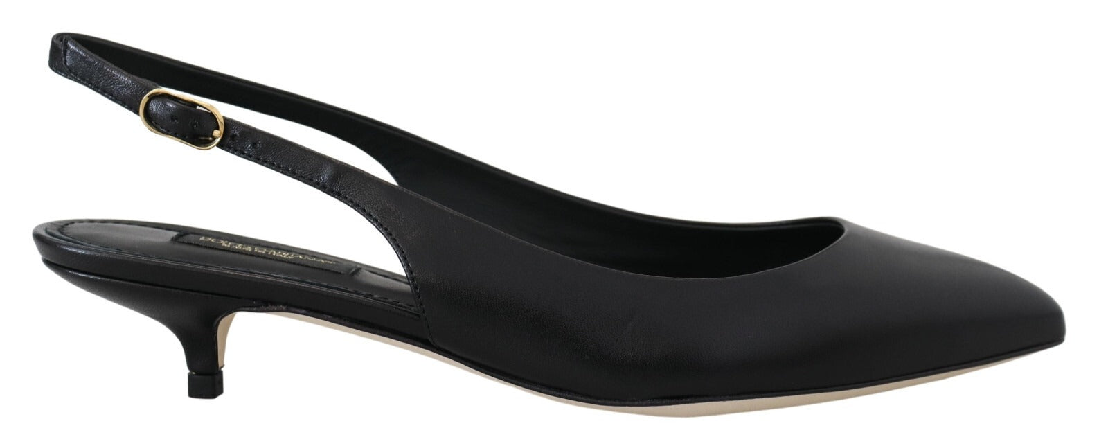 Chaussures Dolce & Gabbana en cuir noir, escarpins slingbacks élégants pour femme, style sophistiqué et moderne.