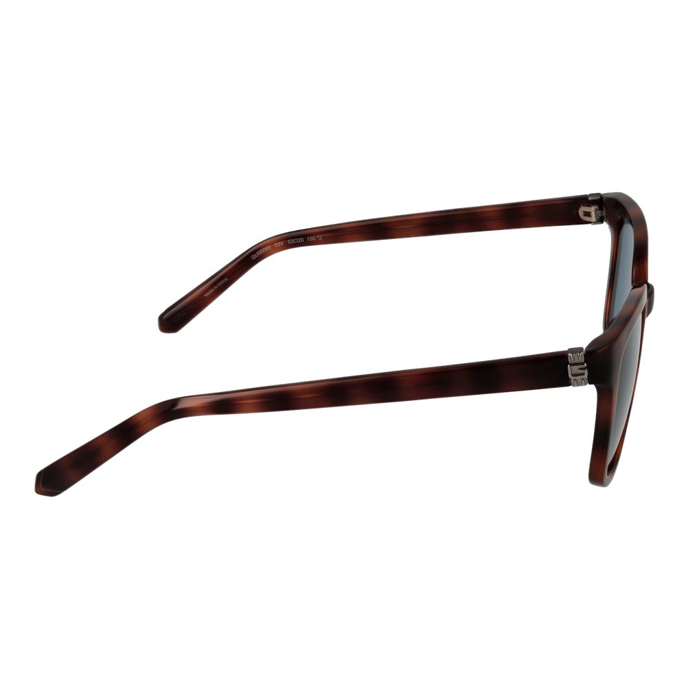 Lunettes de soleil en plastique marron Guess avec monture élégante et branches épaisses, mode et protection UV.