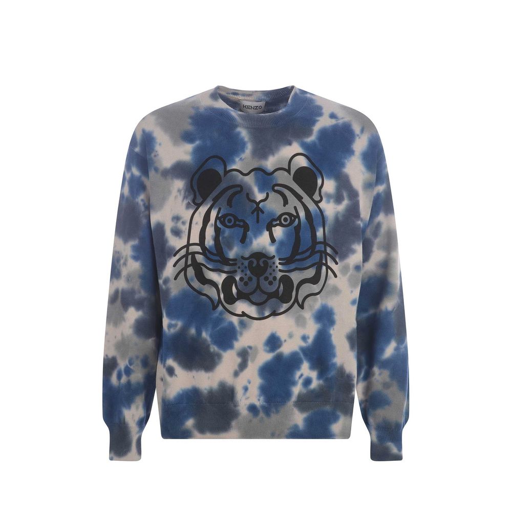 Sweatshirt gris en coton de la marque Kenzo, coupe décontractée avec logo discret sur la poitrine.