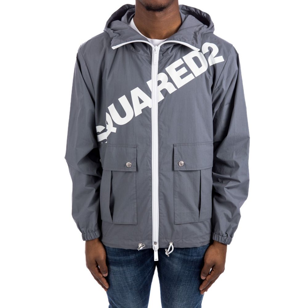 Veste en coton gris de la marque Dsquared², coupe décontractée et style moderne, visible sur l'image.