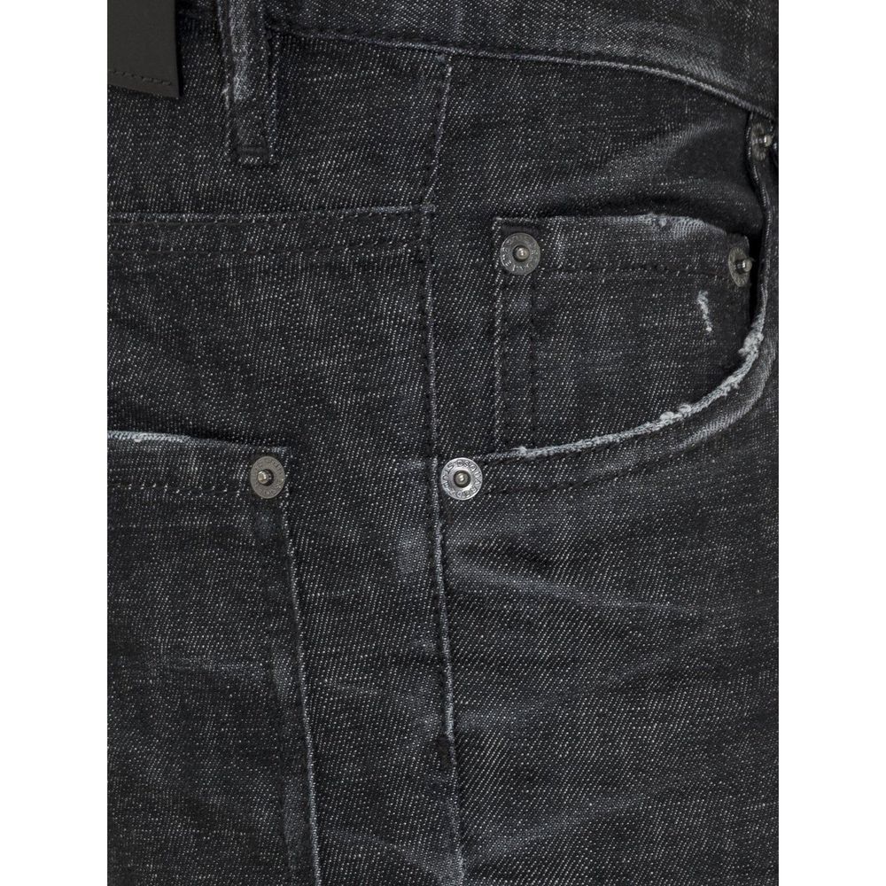 Jeans slim en coton noir de Dsquared², coupe ajustée et moderne, avec détails classiques visibles sur l'image.