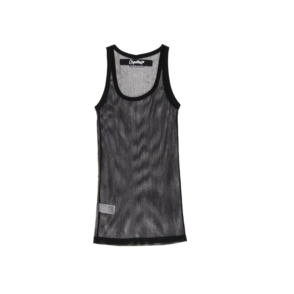Débardeur en coton noir de Dsquared², coupe ajustée, porté sans manches pour un style décontracté et moderne.