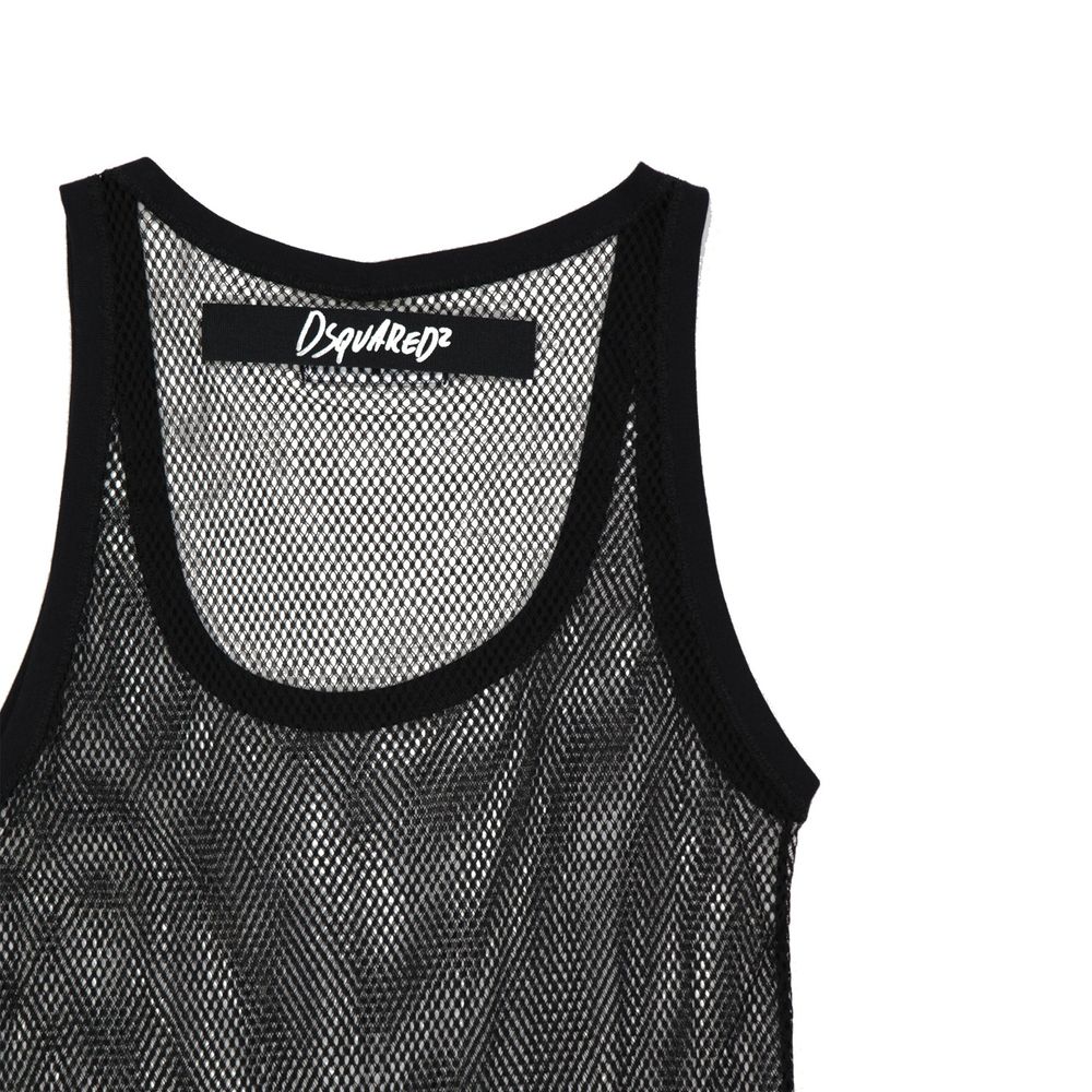 Débardeur en coton noir de la marque Dsquared², coupe ajustée, sans manches, pour un style décontracté et moderne.
