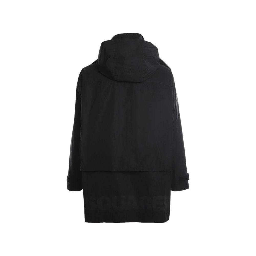Veste noire en nylon de coque Dsquared², style moderne avec fermeture éclair et design élégant, vue de face.