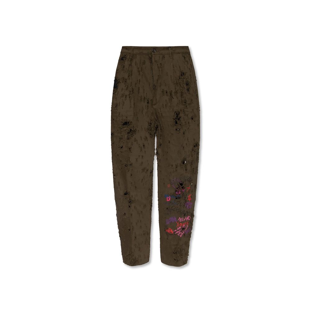Pantalon décontracté bicolore en coton de la marque Dsquared², coupe casual avec détails modernes, visible sur le produit.