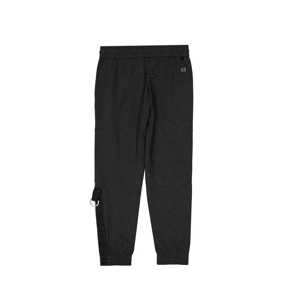 Pantalons de jogging gris en coton de la marque Philipp Plein, vêtements de sport confortables et décontractés.