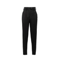 Pantalon décontracté en laine vierge noire de Prada, coupe élégante et moderne, porté sur un mannequin.