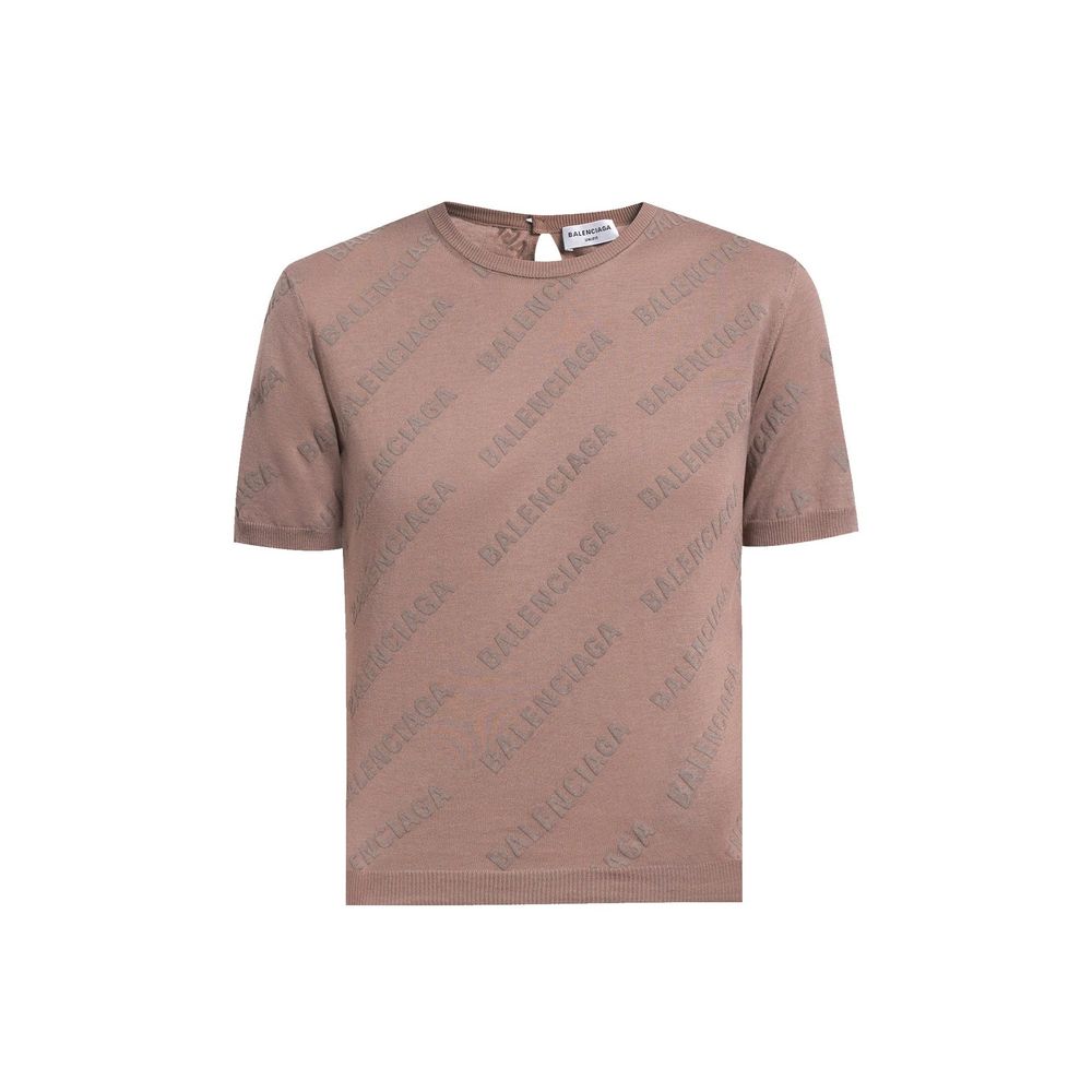 T-shirt sans manches en coton marron de Balenciaga, vue de face, avec logo discret et coupe décontractée.