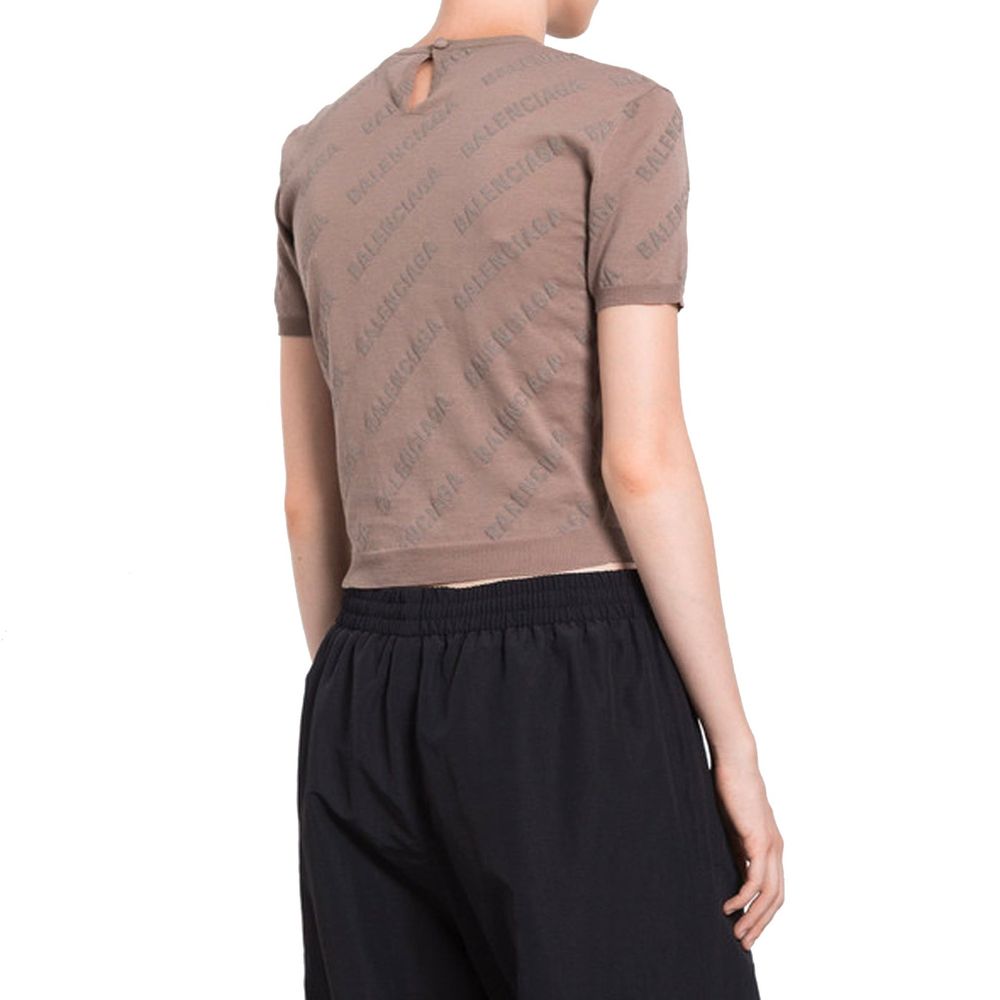 Débardeur en coton marron de Balenciaga, coupe classique et tissu doux, vue de face sur un mannequin.