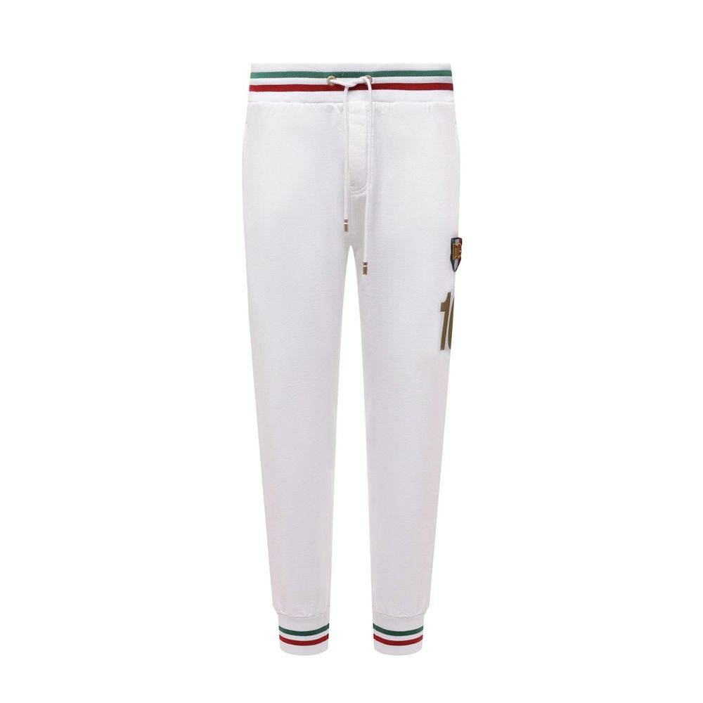 Pantalons de jogging en coton blanc Dolce & Gabbana, style décontracté, avec cordons de serrage et logo discret.