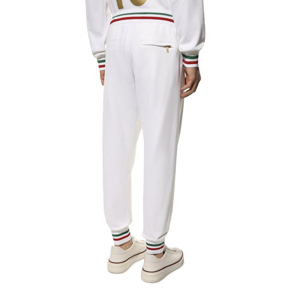 Pantalons de jogging en coton blanc Dolce & Gabbana, style décontracté, avec cordons de serrage et logo discret.
