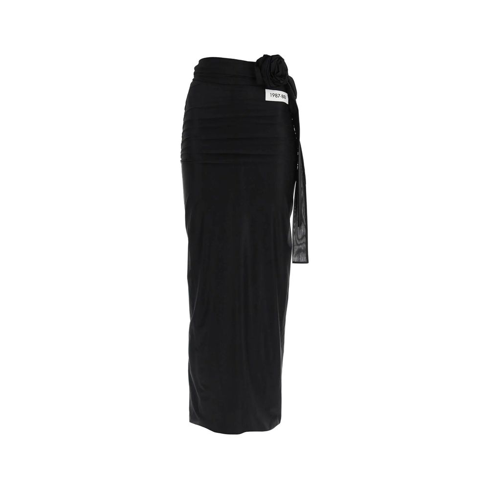 Jupe longue noire en élasthanne de Dolce & Gabbana, coupe élégante et tissu extensible visible dans l'image.