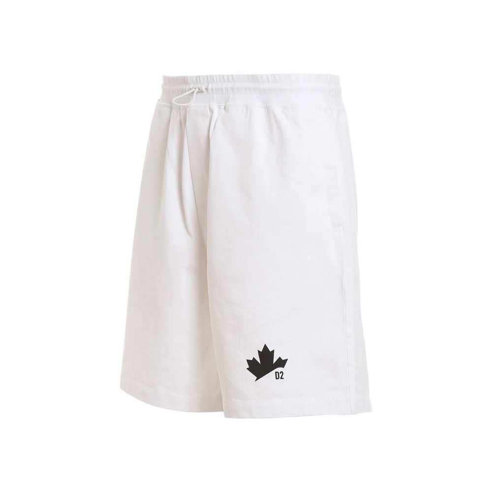 Shorts en coton blanc Dsquared², style décontracté avec coupe moderne, visibles en détail sur l'image.