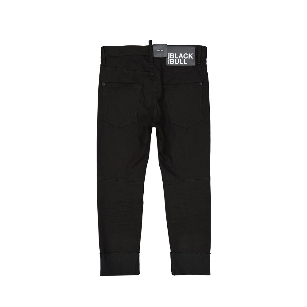 Jeans en denim noir en coton de Dsquared², coupe classique, visibles en détail sur le produit.