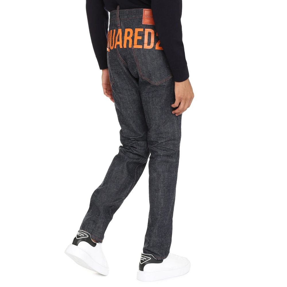 Jeans droits en coton bleu Dsquared², style classique, visible avec poches et fermeture éclair.