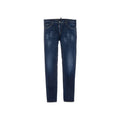 Jeans slim en coton bleu de Dsquared², coupe ajustée, visible détail de la couture et de la taille.