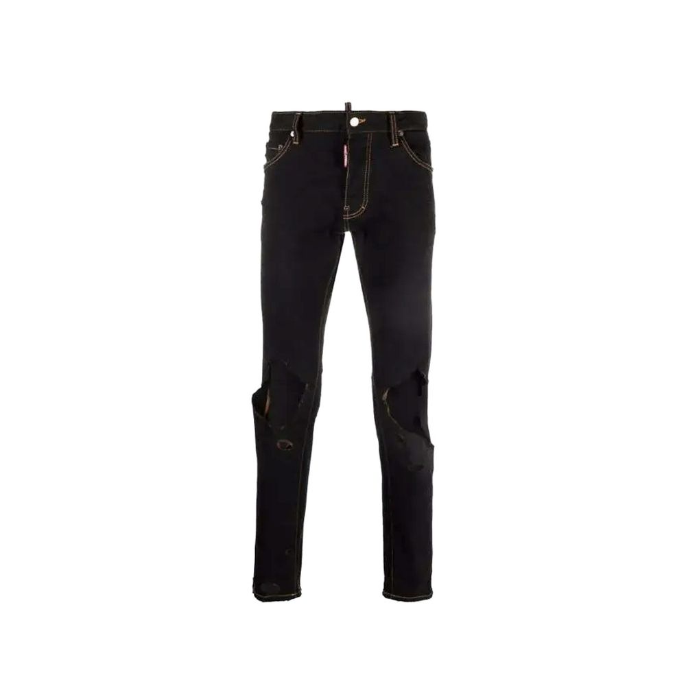 Jeans en denim noir en coton de Dsquared², coupe classique, visible en détail sur fond neutre.