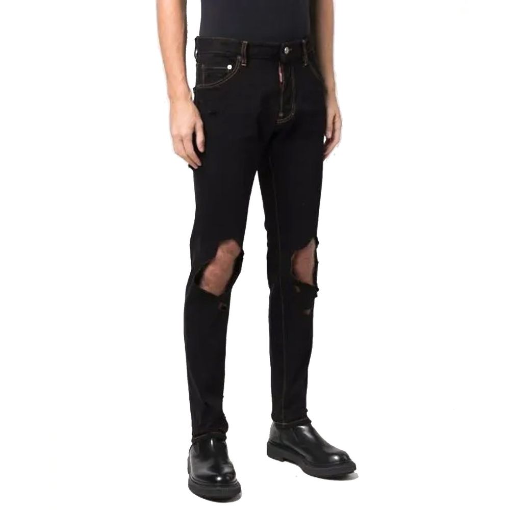 Jeans en denim noir en coton de Dsquared², style décontracté avec coupe classique, visibles sur un mannequin.