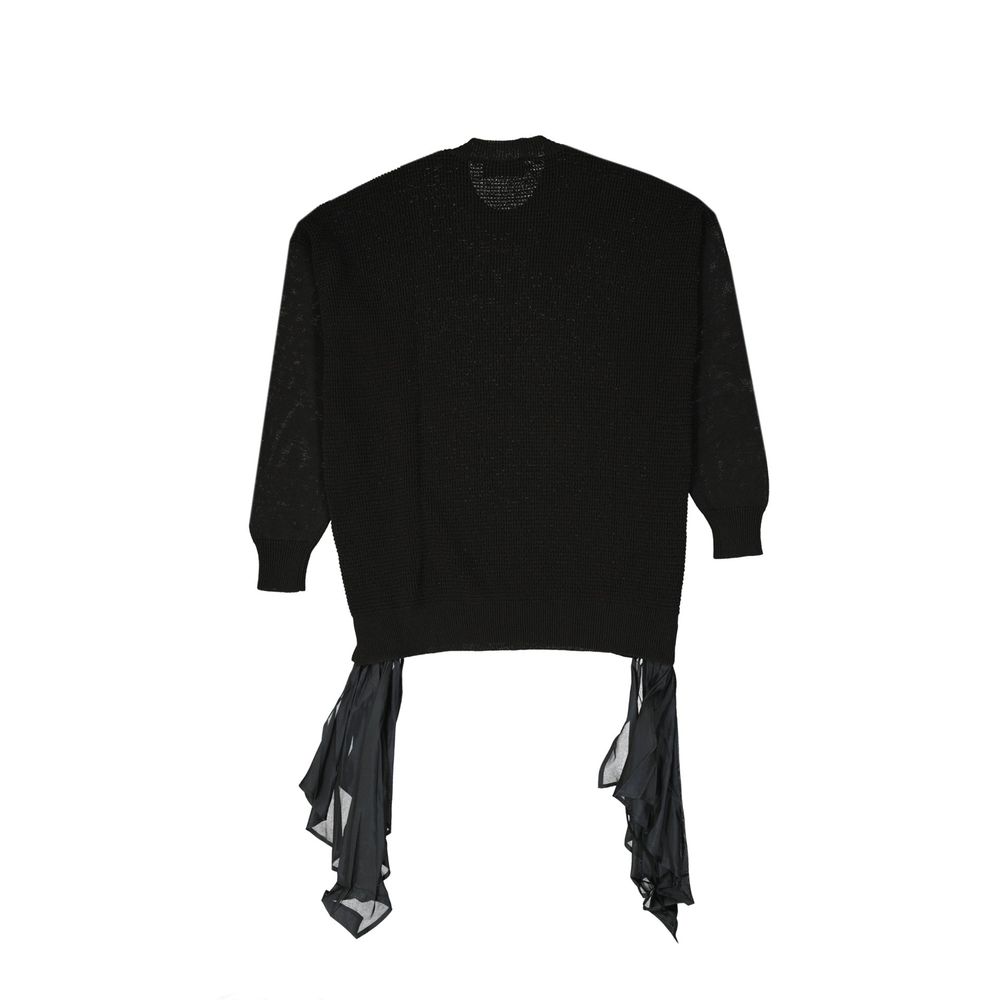 Sweat-shirt en coton noir de Dsquared², coupe décontractée avec logo sur la poitrine, porté sur un modèle.