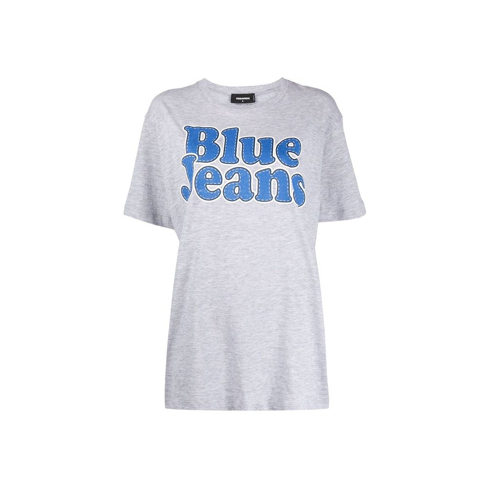 T-shirt en coton gris Dsquared² avec logo sur le devant, vue de face, pour homme.