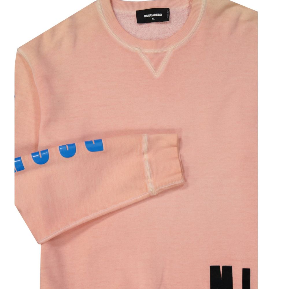 Sweatshirt en coton orange de Dsquared², vêtement décontracté avec logo, porté de face avec col rond.