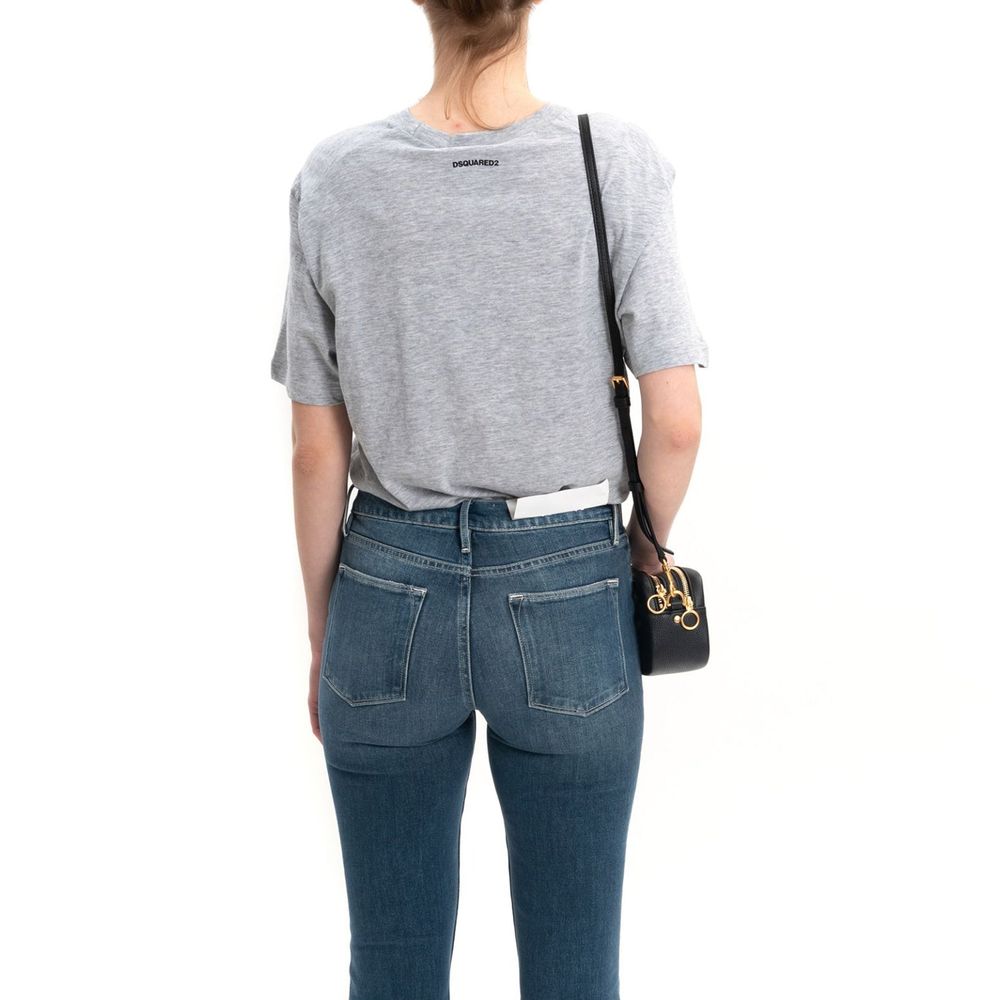 T-shirt gris en coton de Dsquared², coupe classique, avec logo discret en évidence sur le devant.