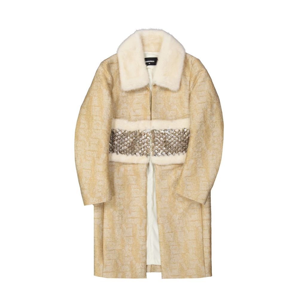 Manteau beige en polyamide de Dsquared², coupe élégante et moderne, avec détails de couture visibles en image.