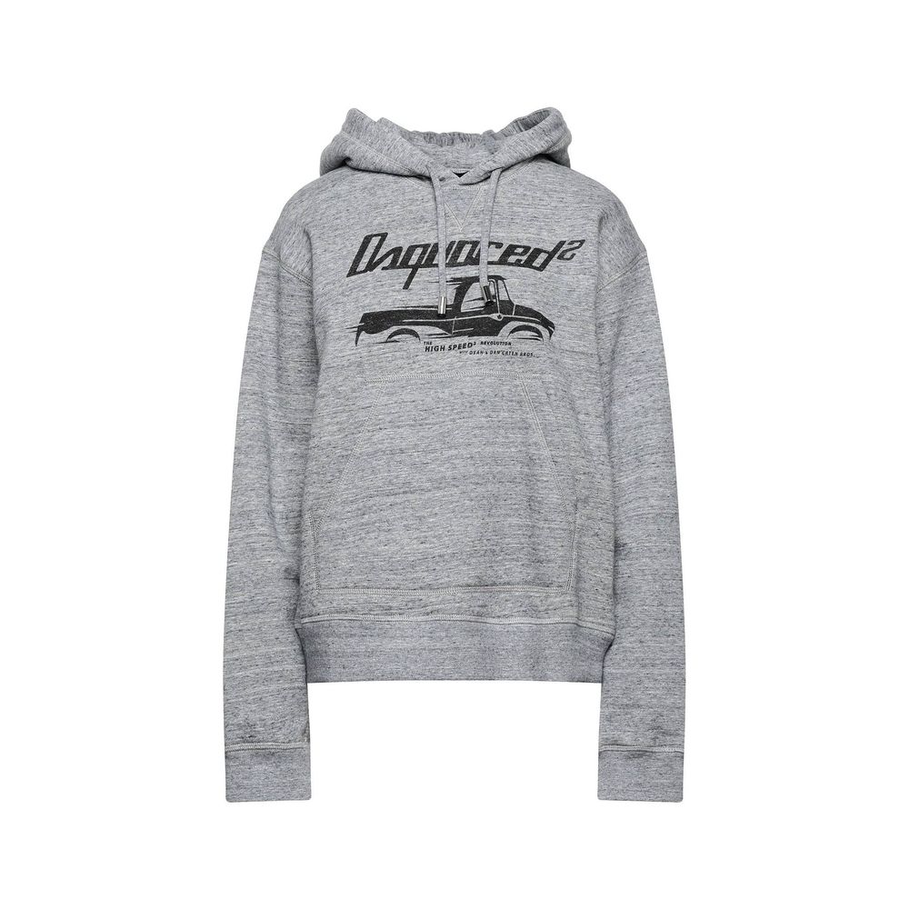 Sweat-shirt en coton gris de Dsquared², style décontracté avec logo sur la poitrine, porté sur un mannequin.