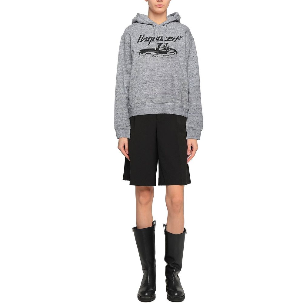 Sweatshirt gris en coton de la marque Dsquared², col rond et coupe décontractée, visible sur l’image.