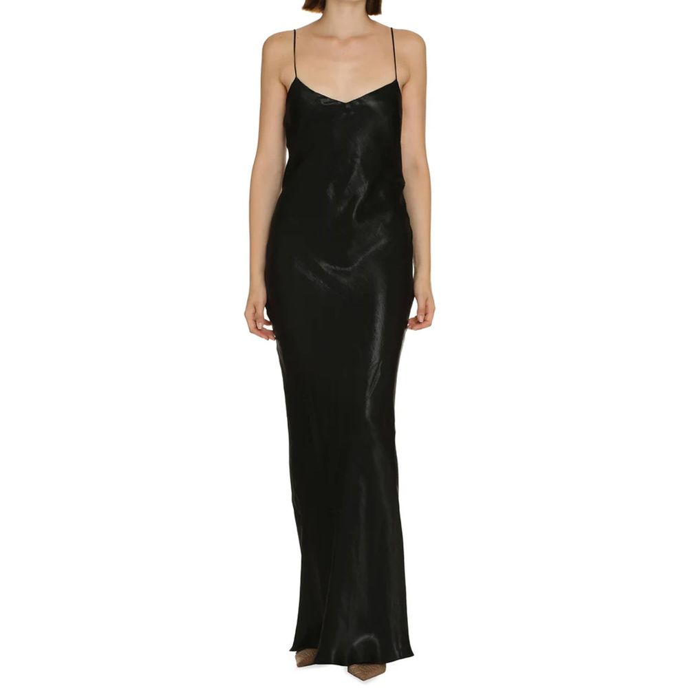 Robe décontractée noire en acétate de la marque Saint Laurent, coupe élégante et tissu fluide, vue de face.