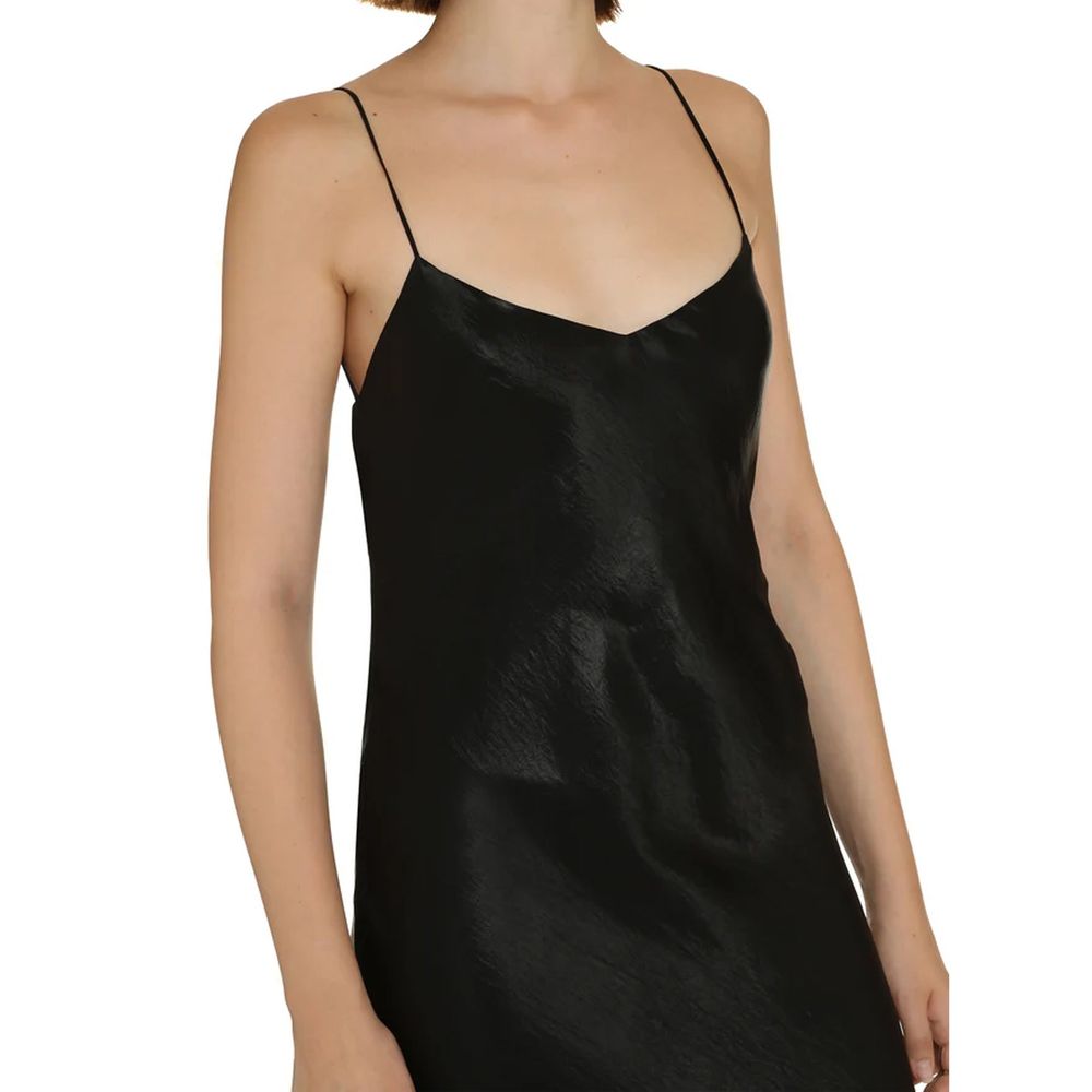 Robe décontractée en acétate noire de Saint Laurent, coupe élégante et style moderne, vue de face sur un fond neutre.