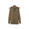 Chemise en coton bicolore Prada pour homme, fermeture boutonnée, col classique, tissu élégant et confortable.