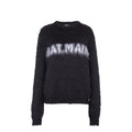 Sweatshirt noir en mohair de Balmain, coupe élégante, texture douce visible, vêtement à la mode pour un style sophistiqué.