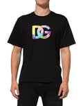 T-shirt homme noir Dolce & Gabbana en coton avec logo imprimé, col rond, style décontracté.