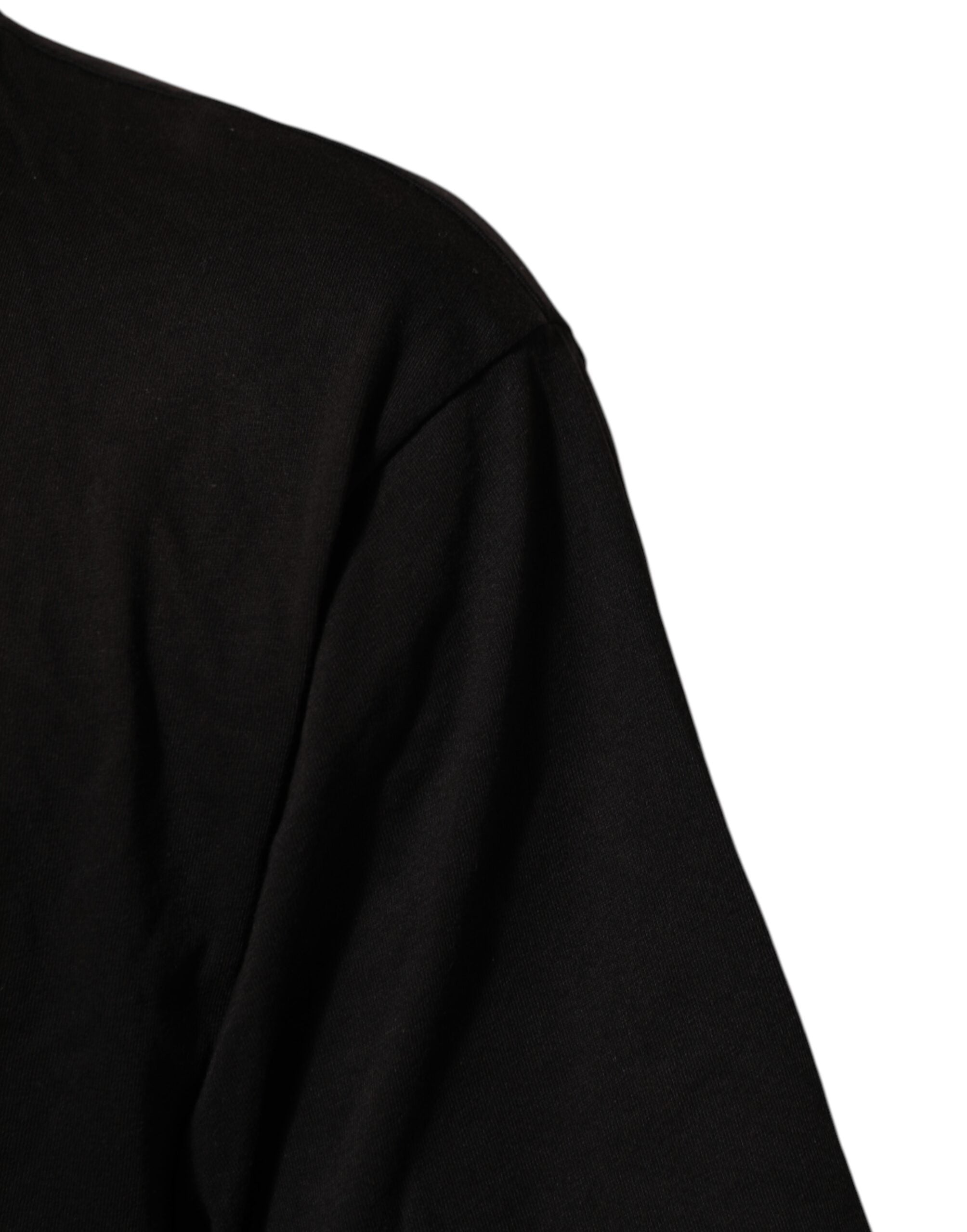 T-shirt en coton noir Dolce & Gabbana avec logo imprimé, col ras du cou et design décontracté.
