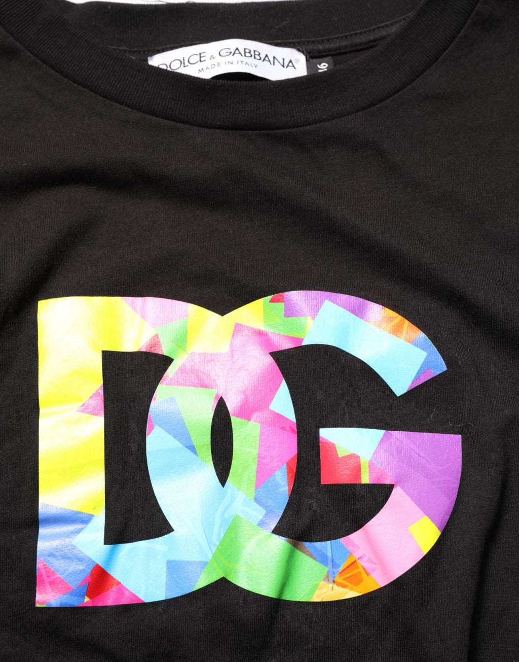 T-shirt homme noir Dolce & Gabbana en coton avec logo imprimé, col rond, style décontracté.