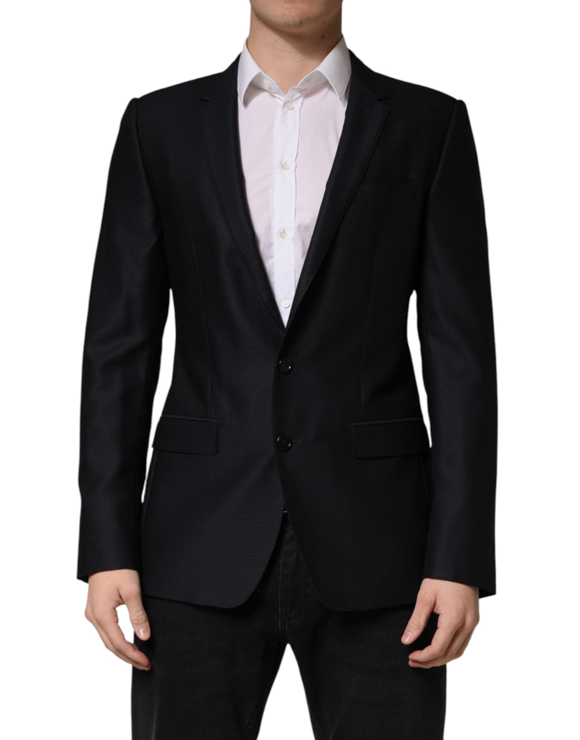 Veste blazer noire à simple boutonnage Dolce & Gabbana MARTINI, élégante et classique, vue de face.