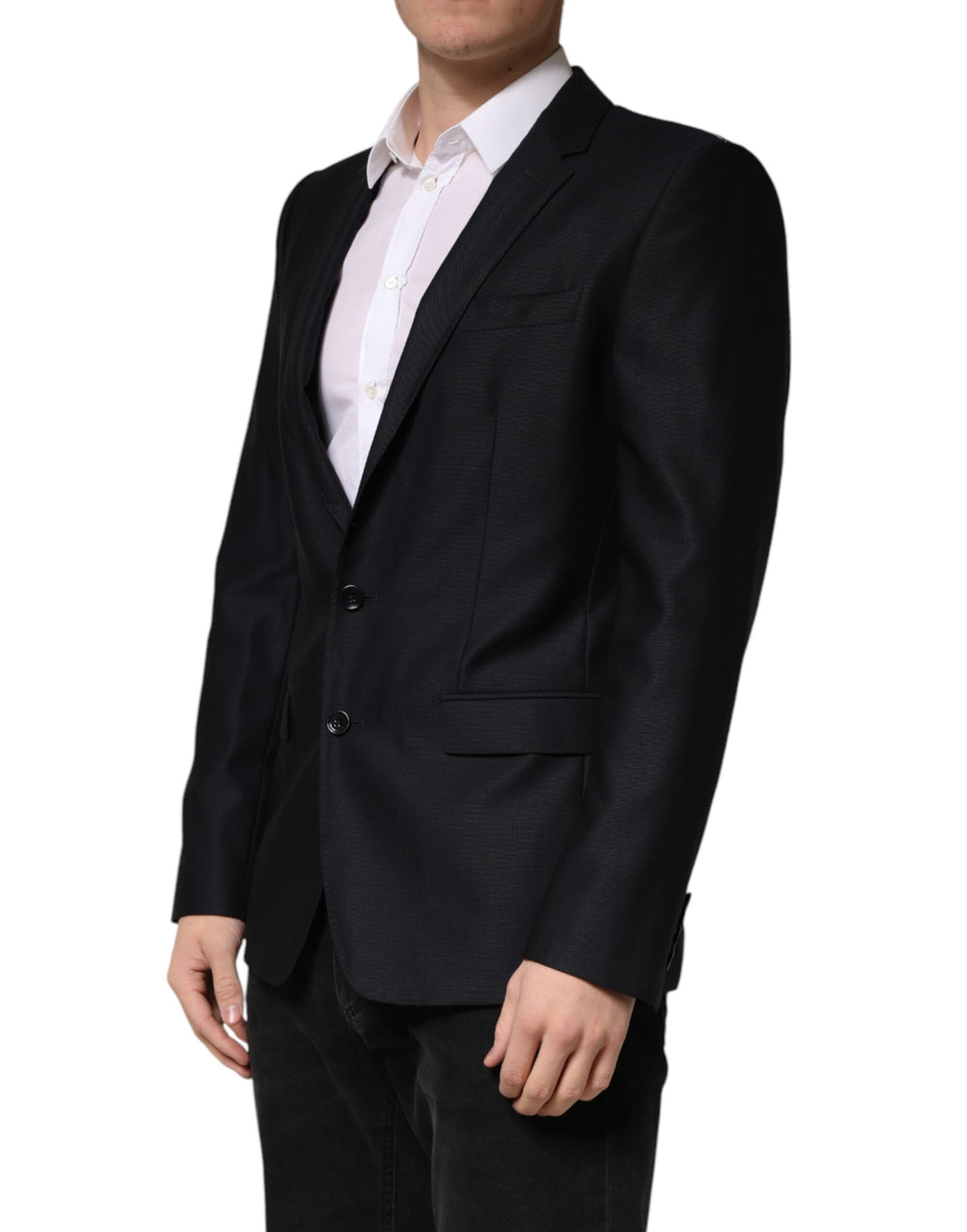 Veste blazer noire à un bouton Dolce & Gabbana Martini, coupe classique et élégante, vue de face sur fond neutre.