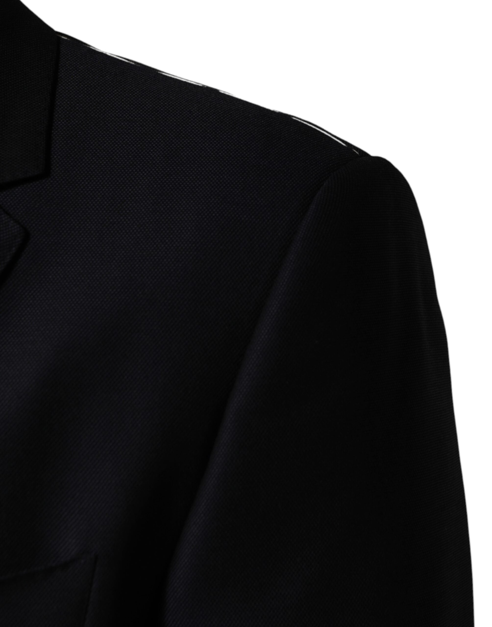 Veste blazer noire Dolce & Gabbana Martini à un bouton, coupe classique et élégante, vue de face sur fond blanc.