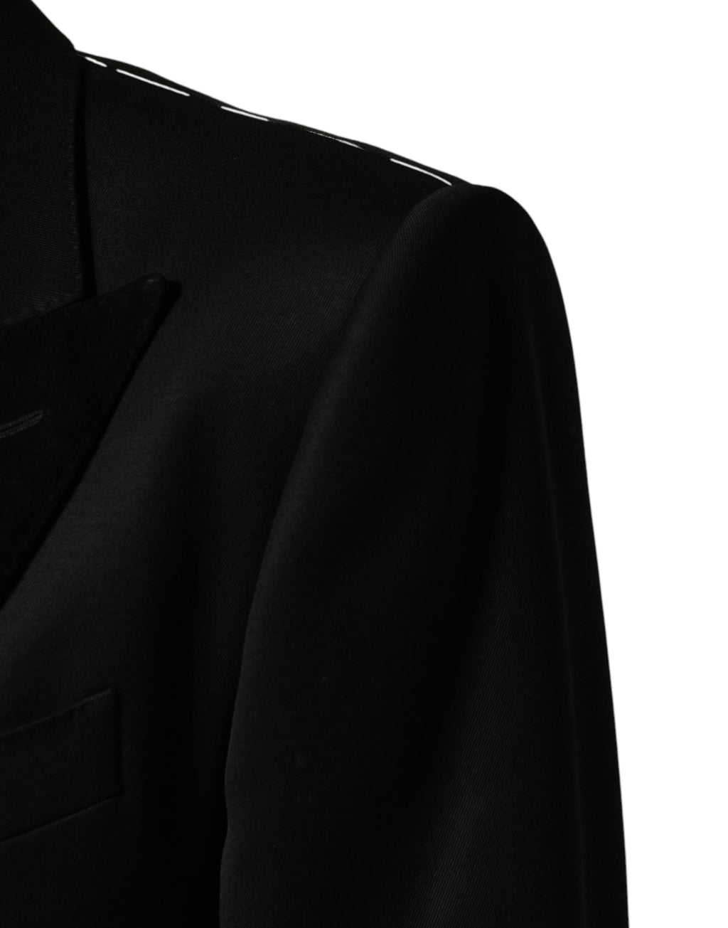 Veste blazer en laine noire Dolce & Gabbana, coupe simple boutonnière, élégante et élégante pour homme ou femme.