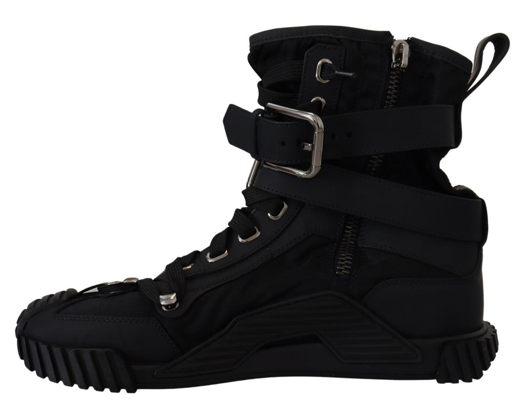 Chaussures sneakers montantes en nylon noir Dolce & Gabbana Sorrento, style décontracté et moderne pour homme.